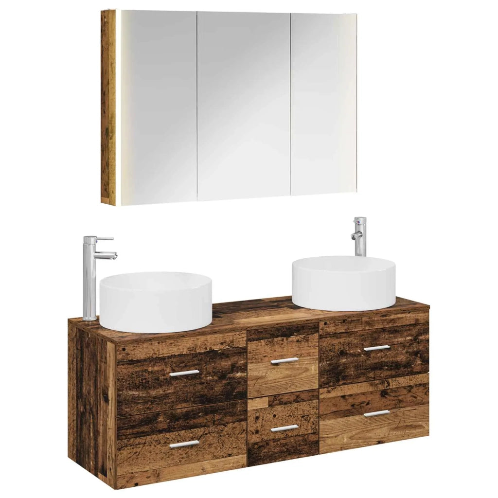 Set di mobili per il bagno 4 pz Legno antico 3407109