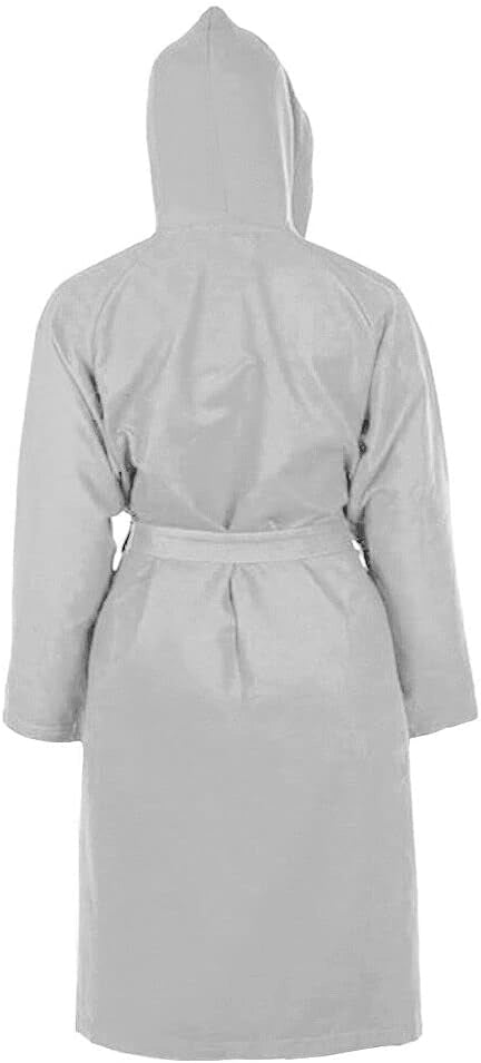 Accappatoio Microfibra Taglia XL Moderno Morbido Uomo Donna Cintura Tasche Cappuccio Grigio