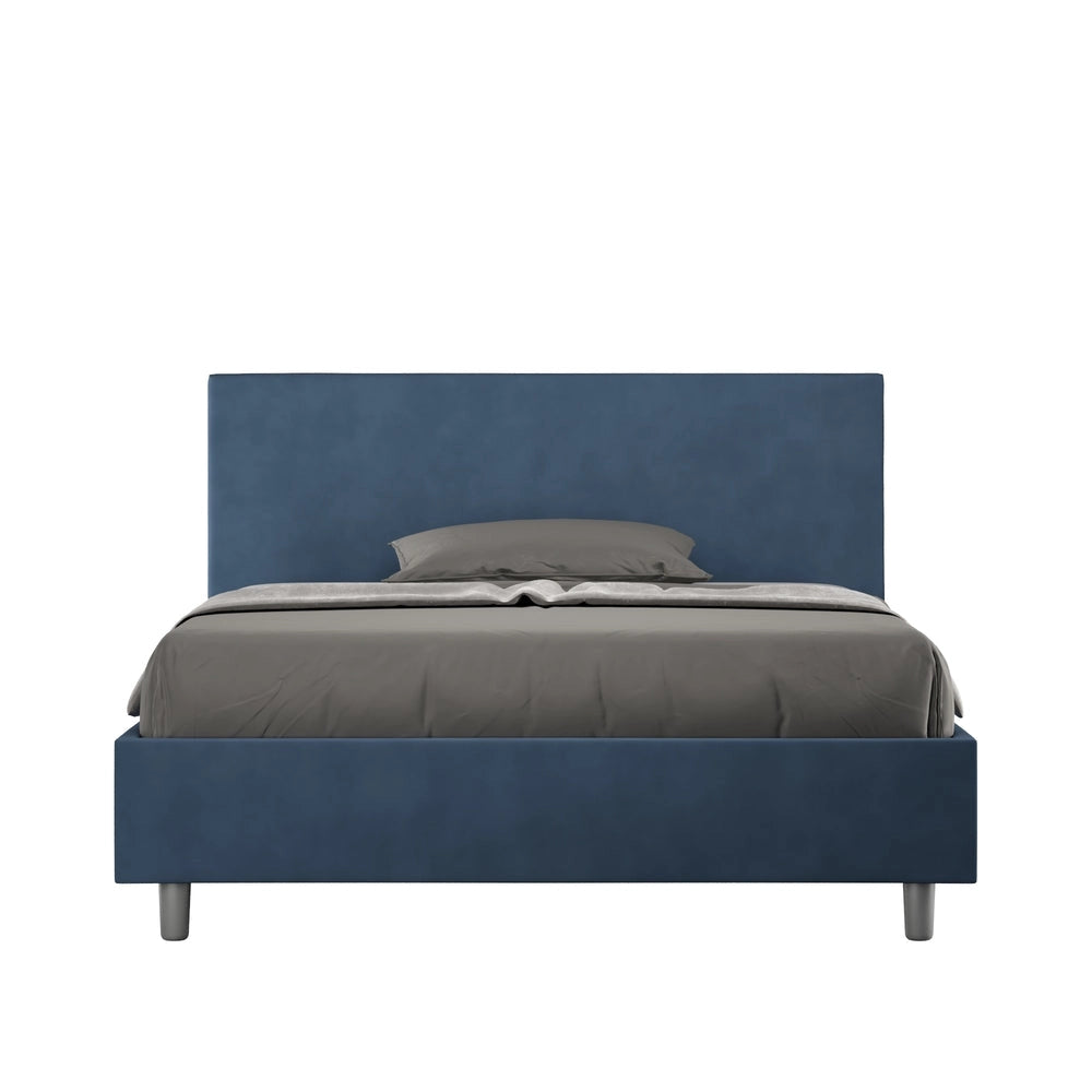 Letto Matrimoniale 160x190 cm con Rete e Contenitore Adele Blu