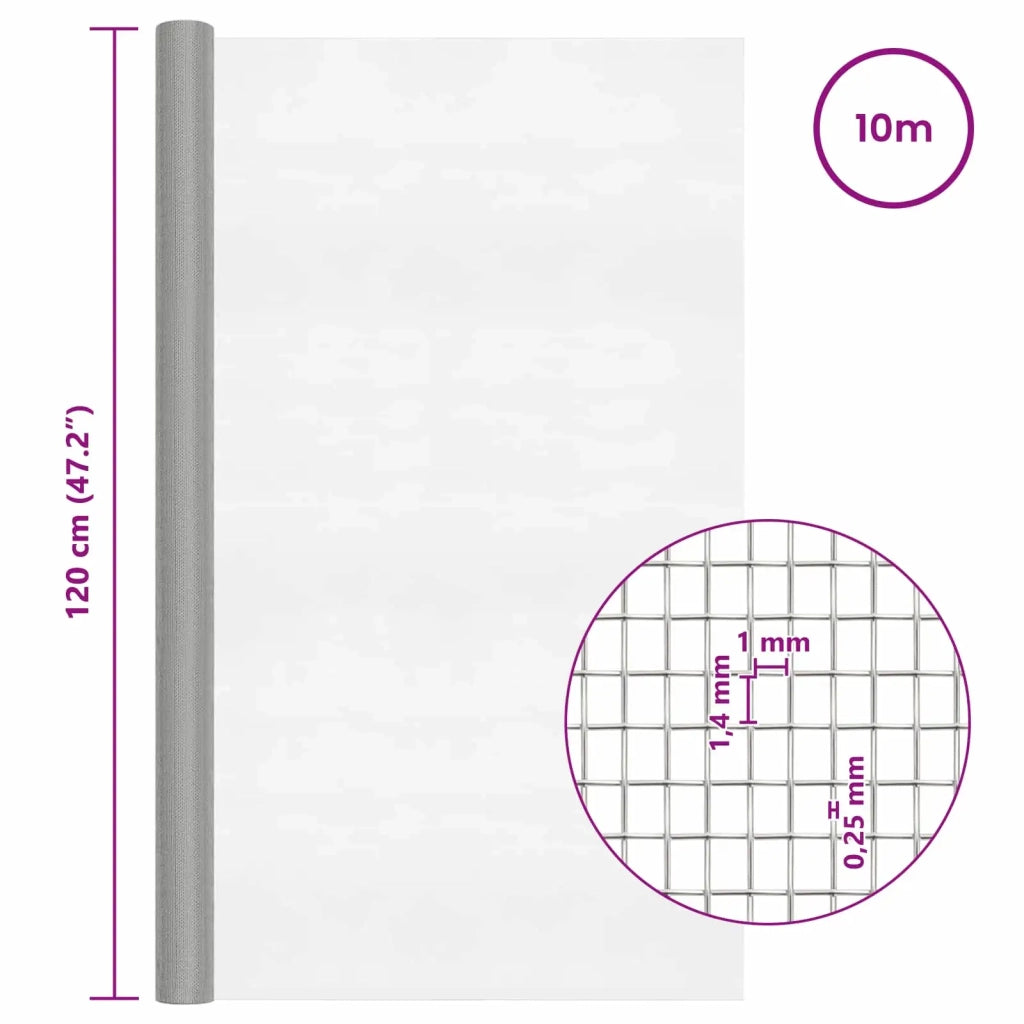 Rete per schermatura 120 x 1000 cm 18 Mesh Argento 42039606