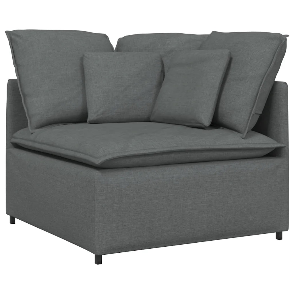 Divano Modulare con Cuscini in Tessuto Grigio Scuro 3321148
