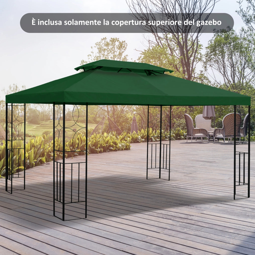 Gazebo 4x3 m 2 Livelli ¨C Minimal ¨C Verde Poliestere