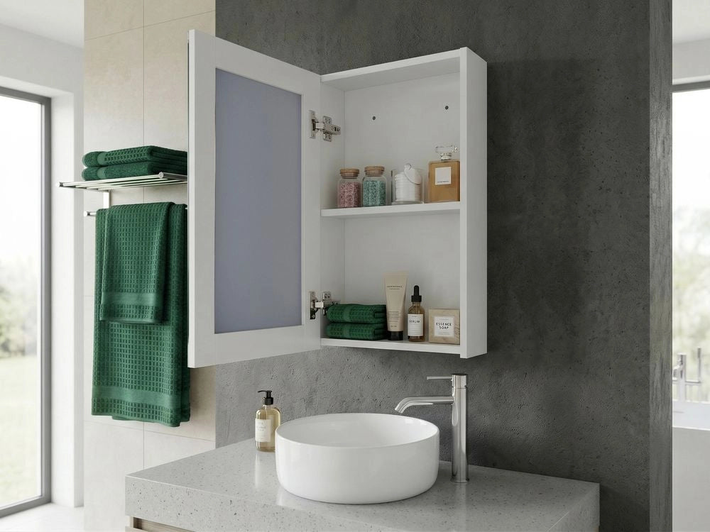 Moderno Mobiletto da Bagno a Muro Specchiato 88 x 40 x 35 cm