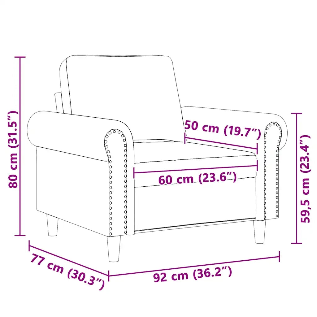 Poltrona Crema 60 cm Velluto 359517