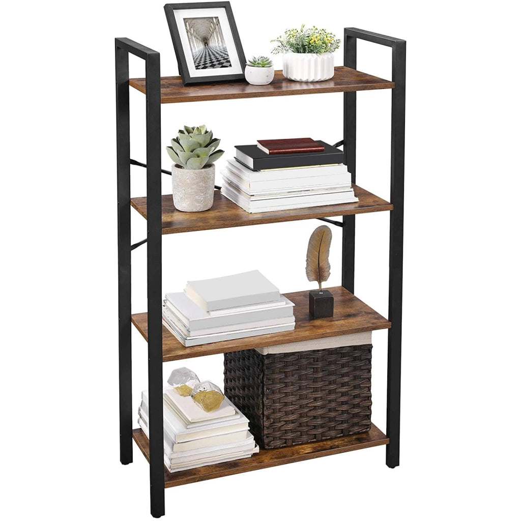 Libreria Valora LLS60BX in metallo marrone rustico a 4 ripiani