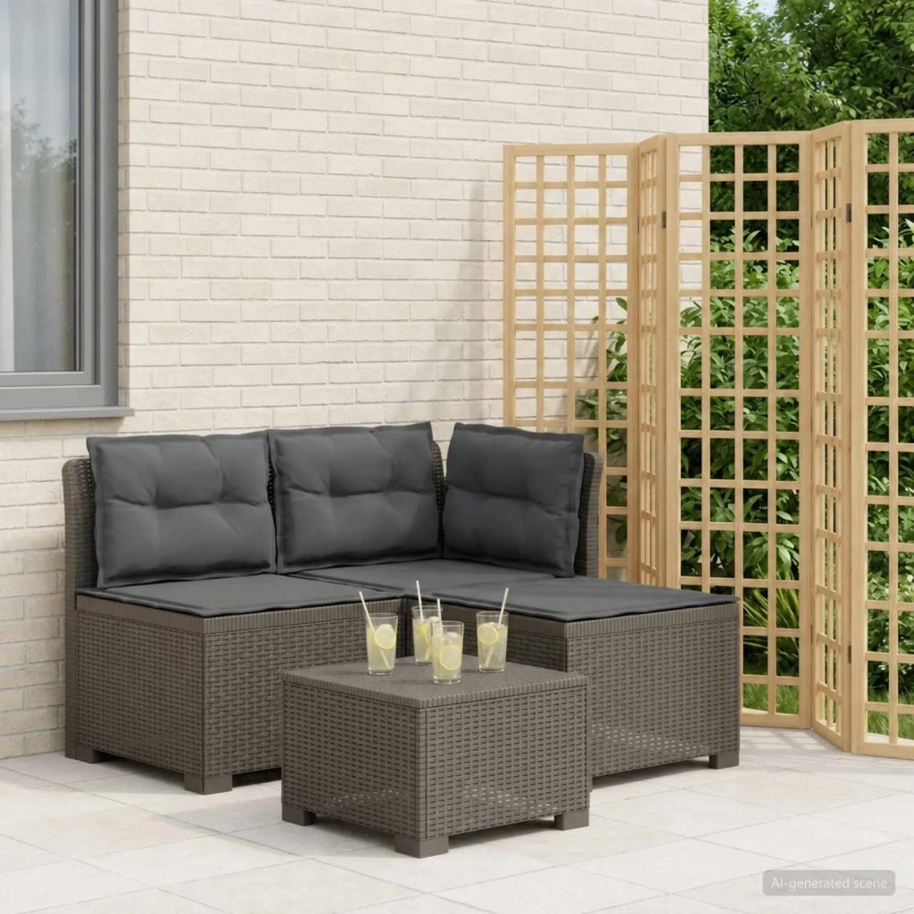 Divano da esterno-Divano da Giardino 3 posti con cuscini in look rattan PP 765320
