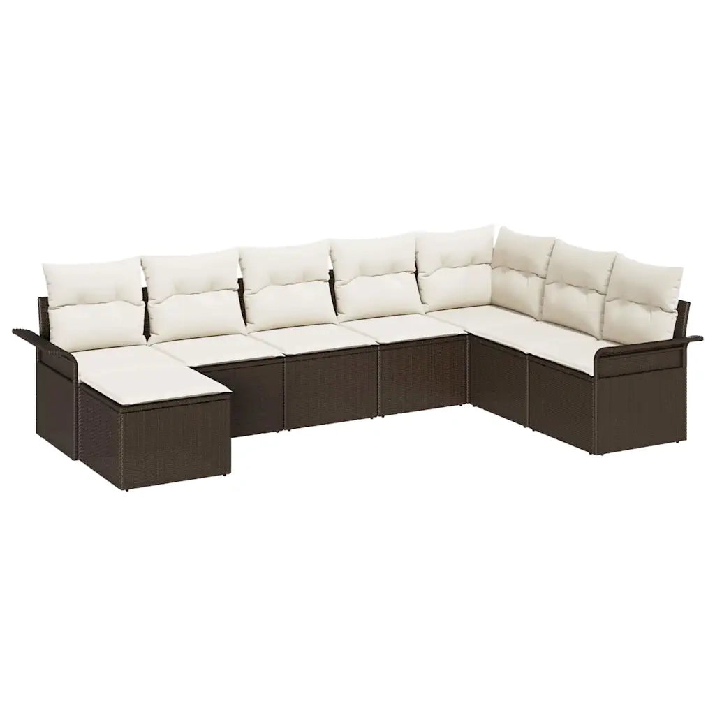 Set Divano da Giardino con cuscino 8 pcs Marrone polyrattan 3345478