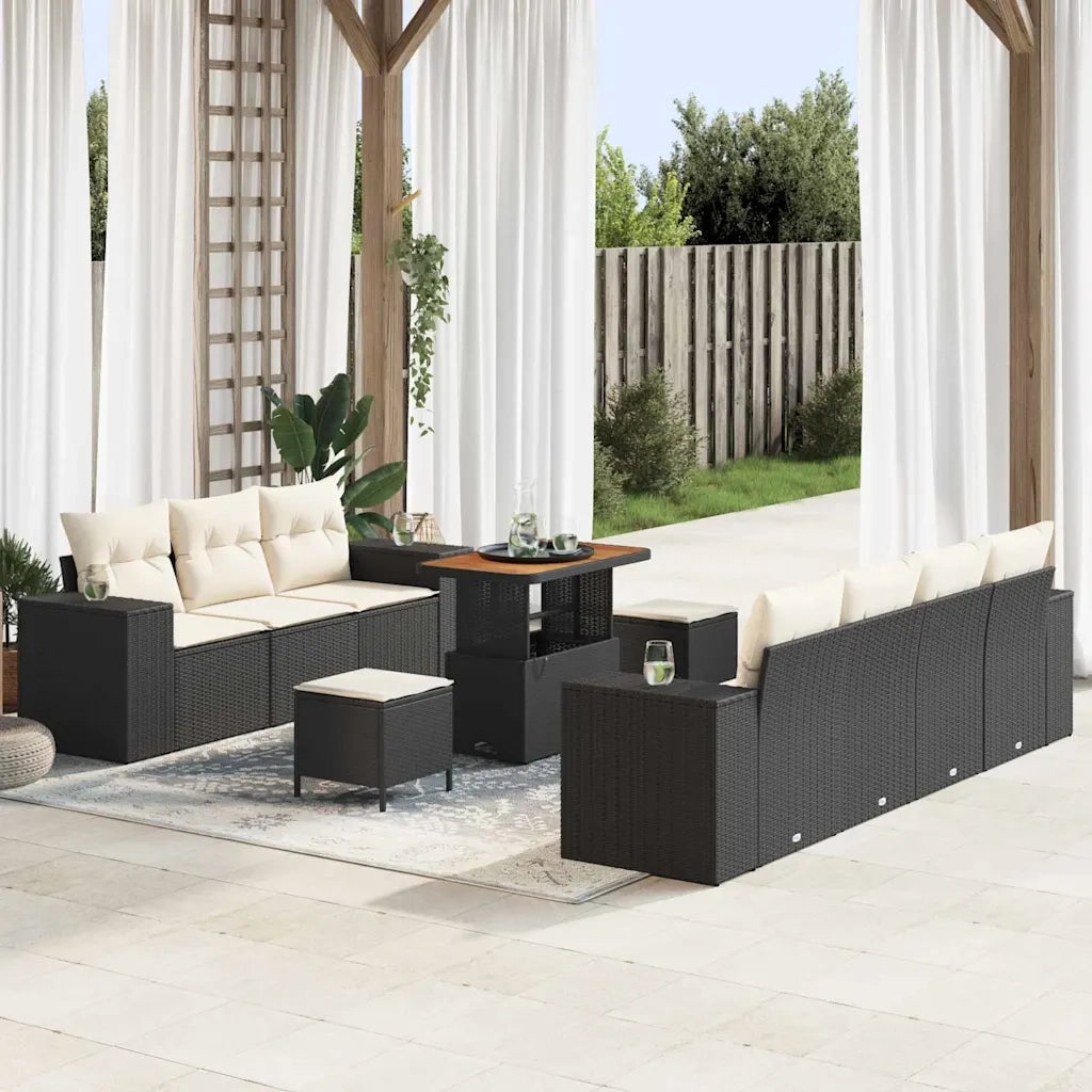 Set Divano da Giardino 10 pcs Nero polyrattan 3361970