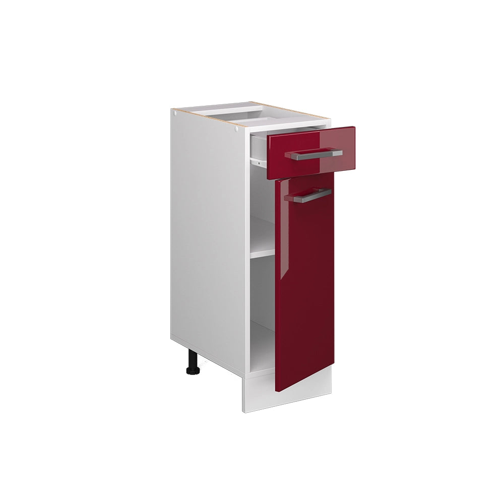 Mobiletto base per cucina R-Line Rosso lucido/Bianco 30 cm, PL Antracite Vicco