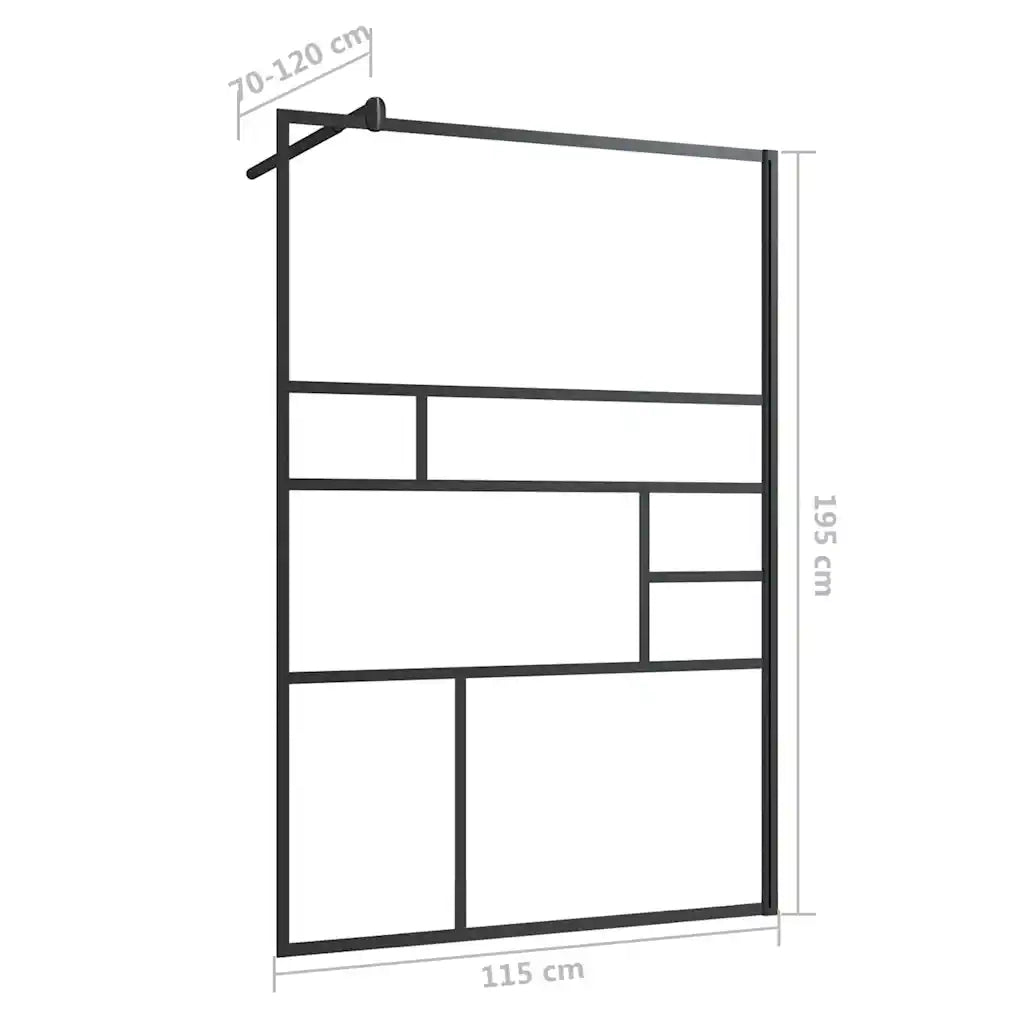 Parete Doccia Walk-in in Vetro Trasparente ESG Nera 115x195 cm CFW5304424