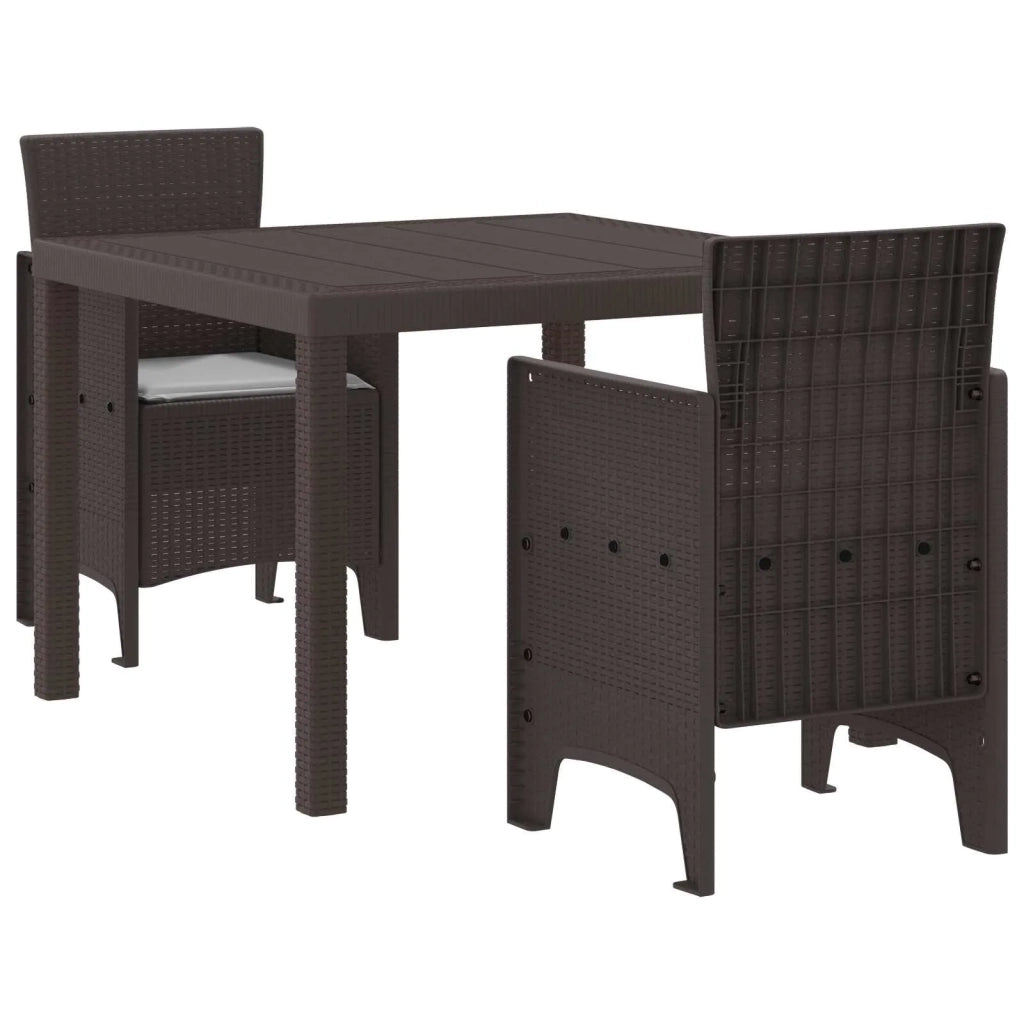 Set da Pranzo per Giardino 3 pcs Marrone Polipropilene