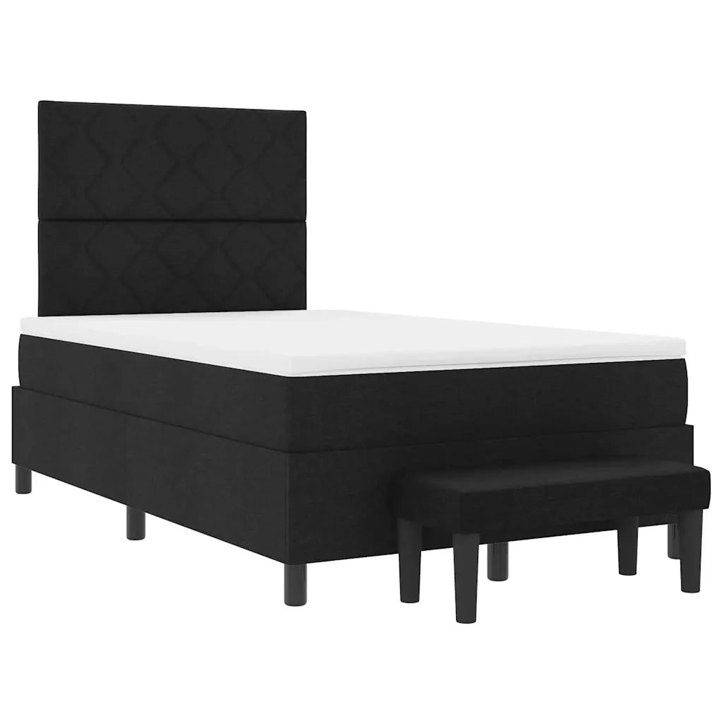 Letto a molle con materasso Nero 120 x 200 cm Tessuto