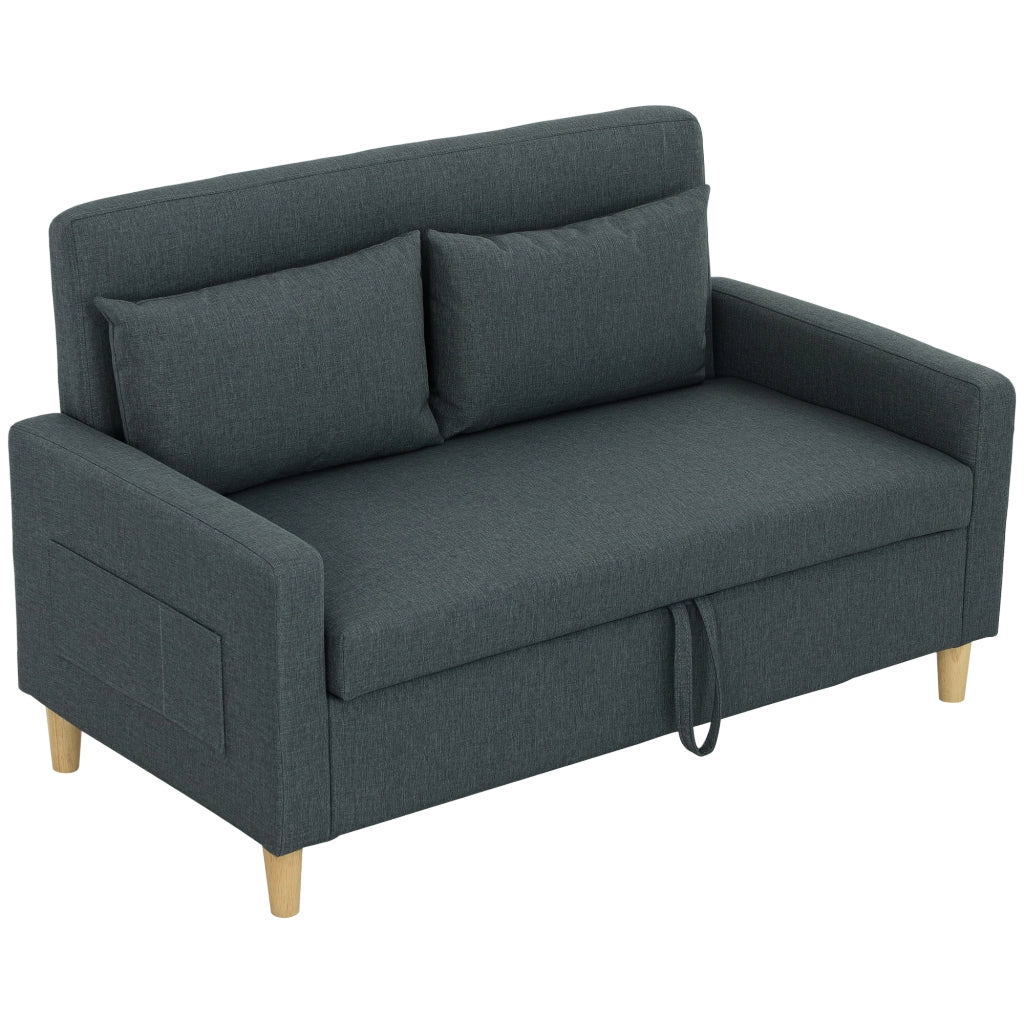 Divano 2 posti con contenitore ¨C Xylo ¨C tessuto effetto lino grigio scuro 135x72x84 cm