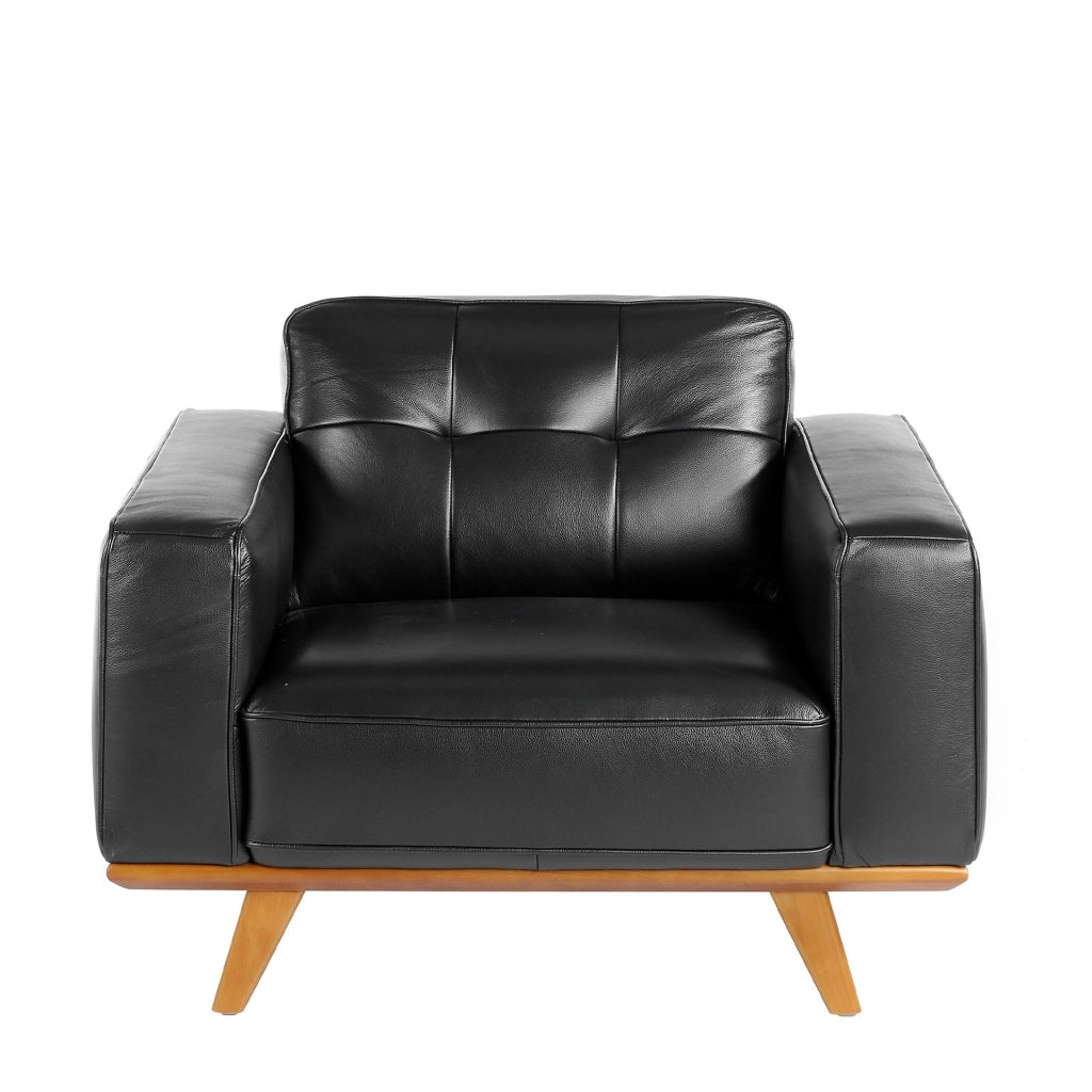 Poltrona chester in pelle nera