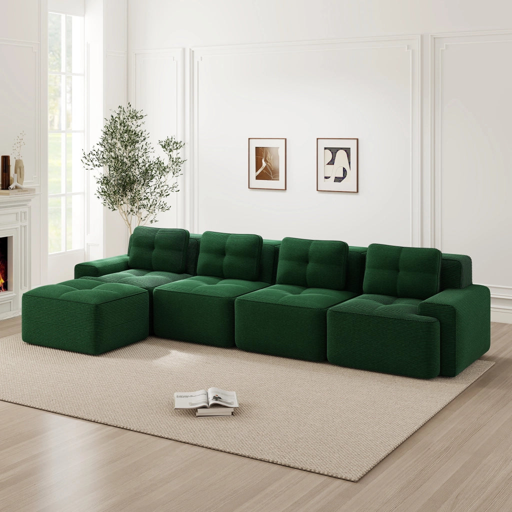 Divano modulare senza ossa - Zephmum- 4 posti verde corduroy