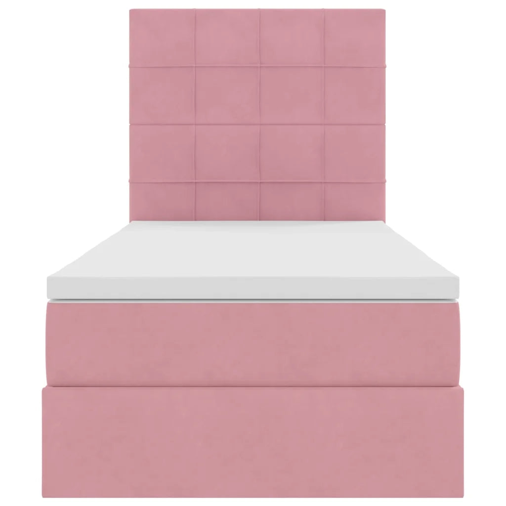 Letto con contenitore e LED con led Rosa 90 x 190 cm Velluto