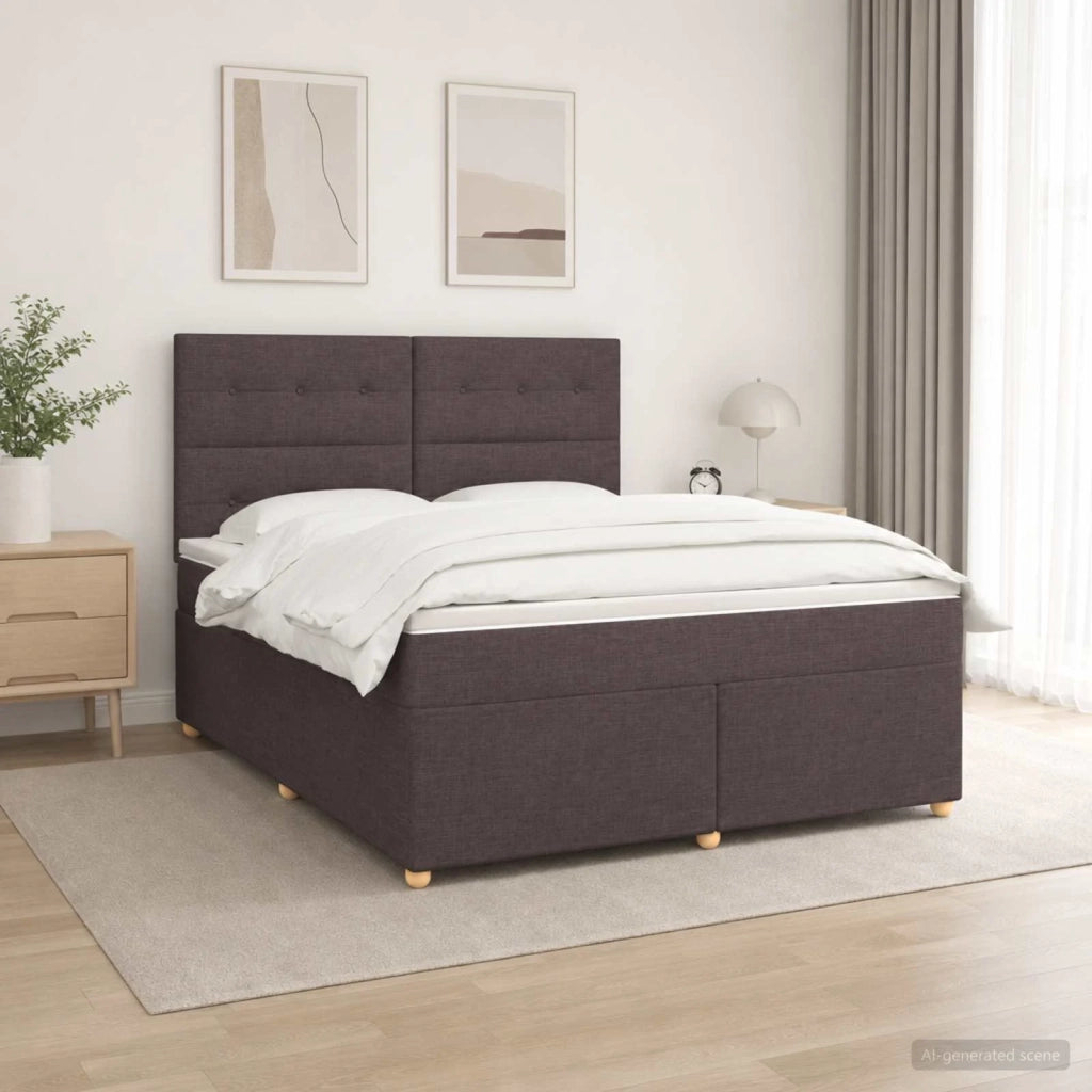 Letto box spring con materasso Marrone Scuro 140 x 200 cm 3455367