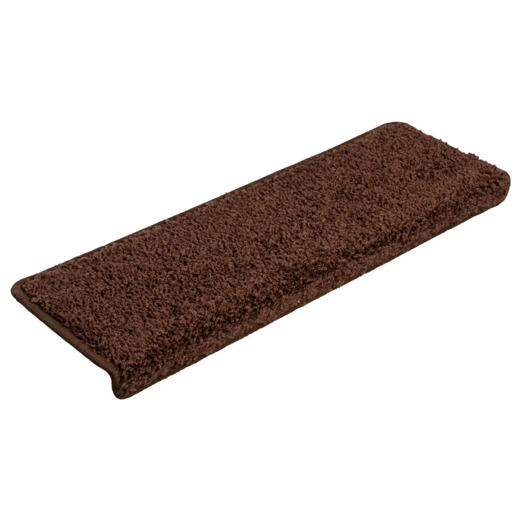 Tappetini per scale 10 pz 65x21x4 cm Marrone Bordo rettangolare 149821