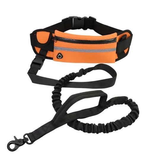 Cintura da jogging con cinturino pettorale riflettente - Cinturino addominale riflettente - Cintura per cani handsfree - Cintura per cani estensibile - Lunghezza flessibile 125-260 cm - Controllo rapido per cani