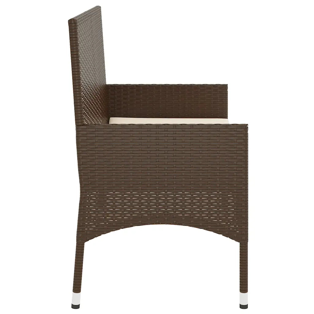 Panca da Giardino a 2 Posti con Cuscini in Polyrattan Marrone 319487