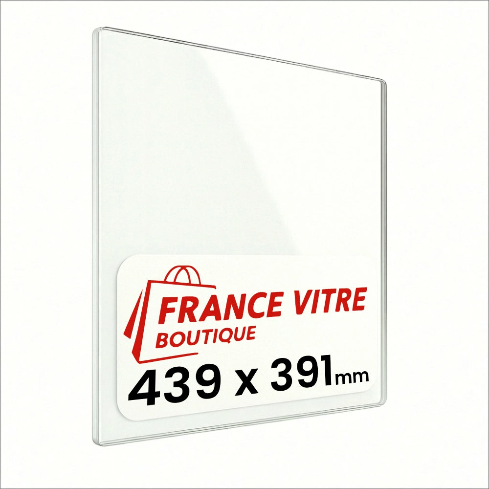 439 x 391 x 4 mm - Vetro per stufa a legna - vetro camino di ricambio - vetro per caminetto resistente al fuoco - France Vitre