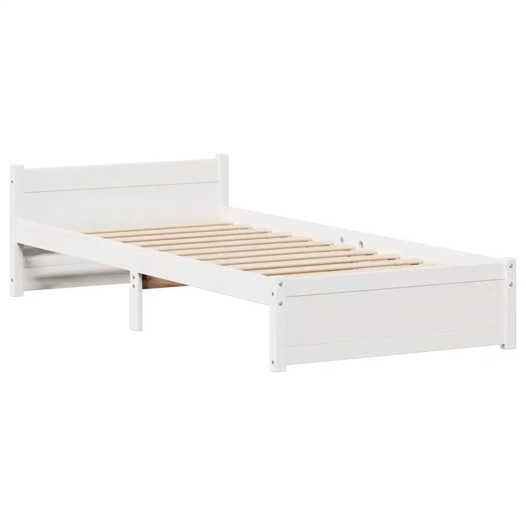 Letto singolo | Letto per adulti | Letto senza Materasso Bianco 90x190 cm in Legno Massello Pino