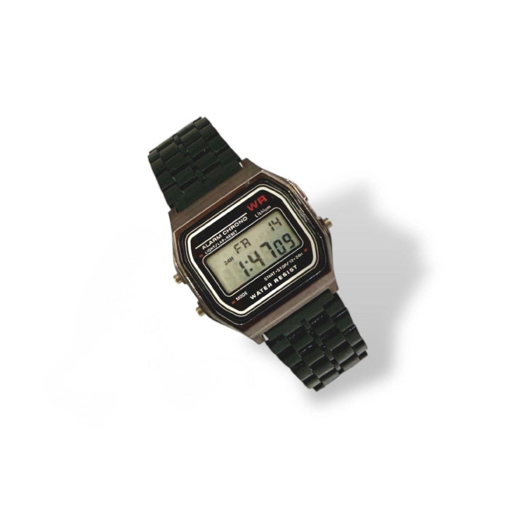 Trade Shop - Orologio Da Polso Digitale Sportivo 33 Mm Nero E Marrone Con Cronografo -