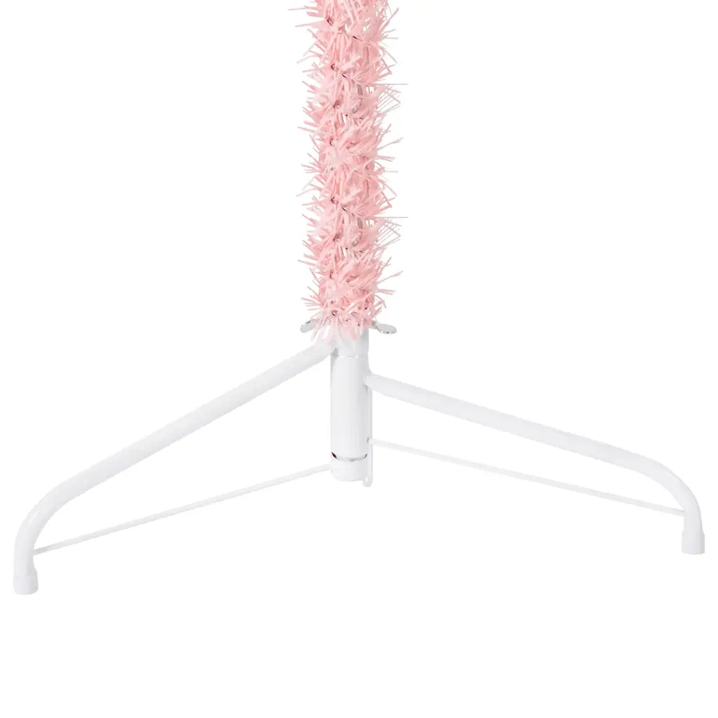 Albero Natale Artificiale Sottile a Metà e Supporto Rosa 240 cm 344573