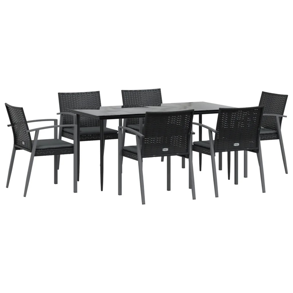 Set Pranzo da Giardino 7 pz con Cuscini in Polyrattan e Acciaio 3186980