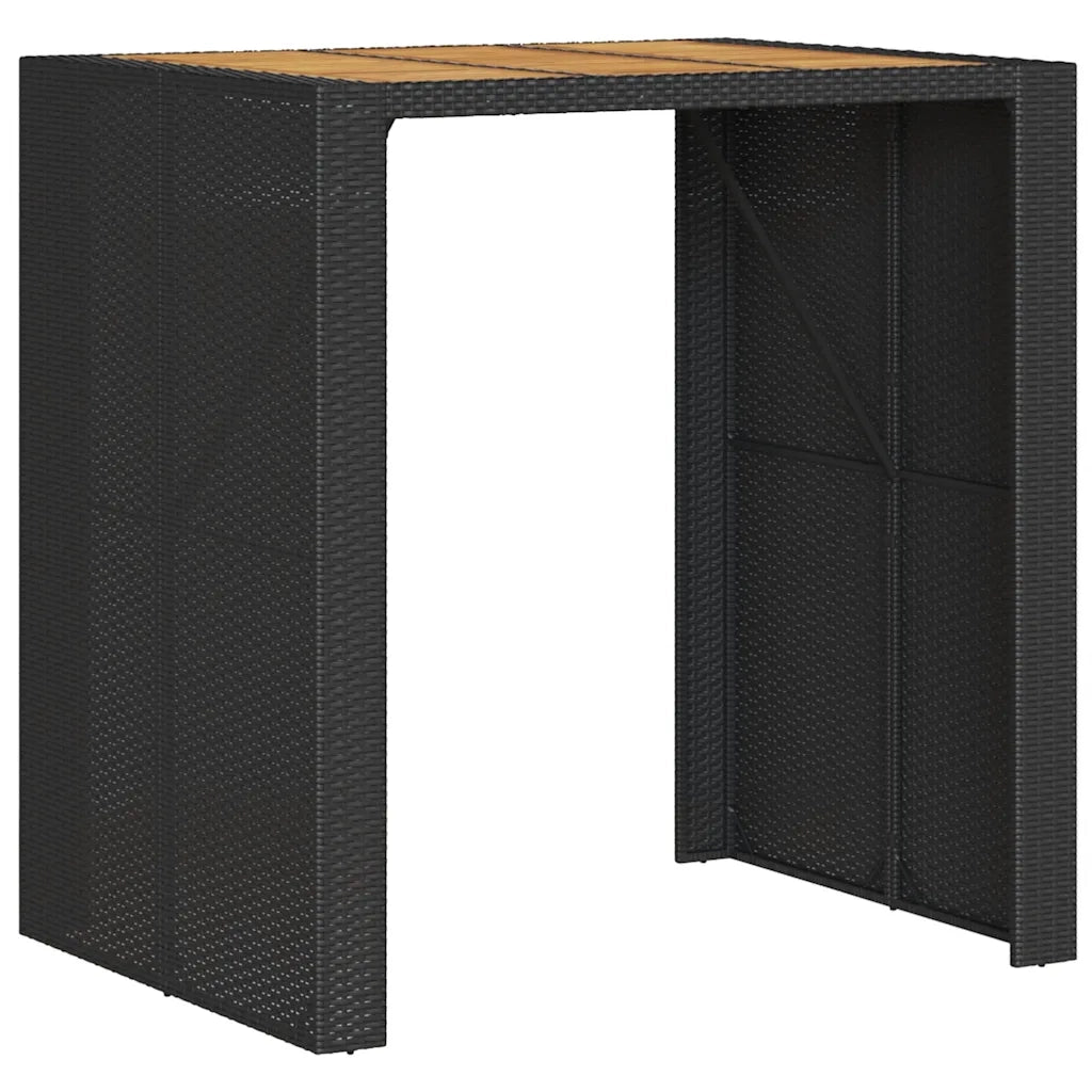 Set Bar da Giardino 3pz senza Cuscini Nero in Polyrattan Acacia 3328885