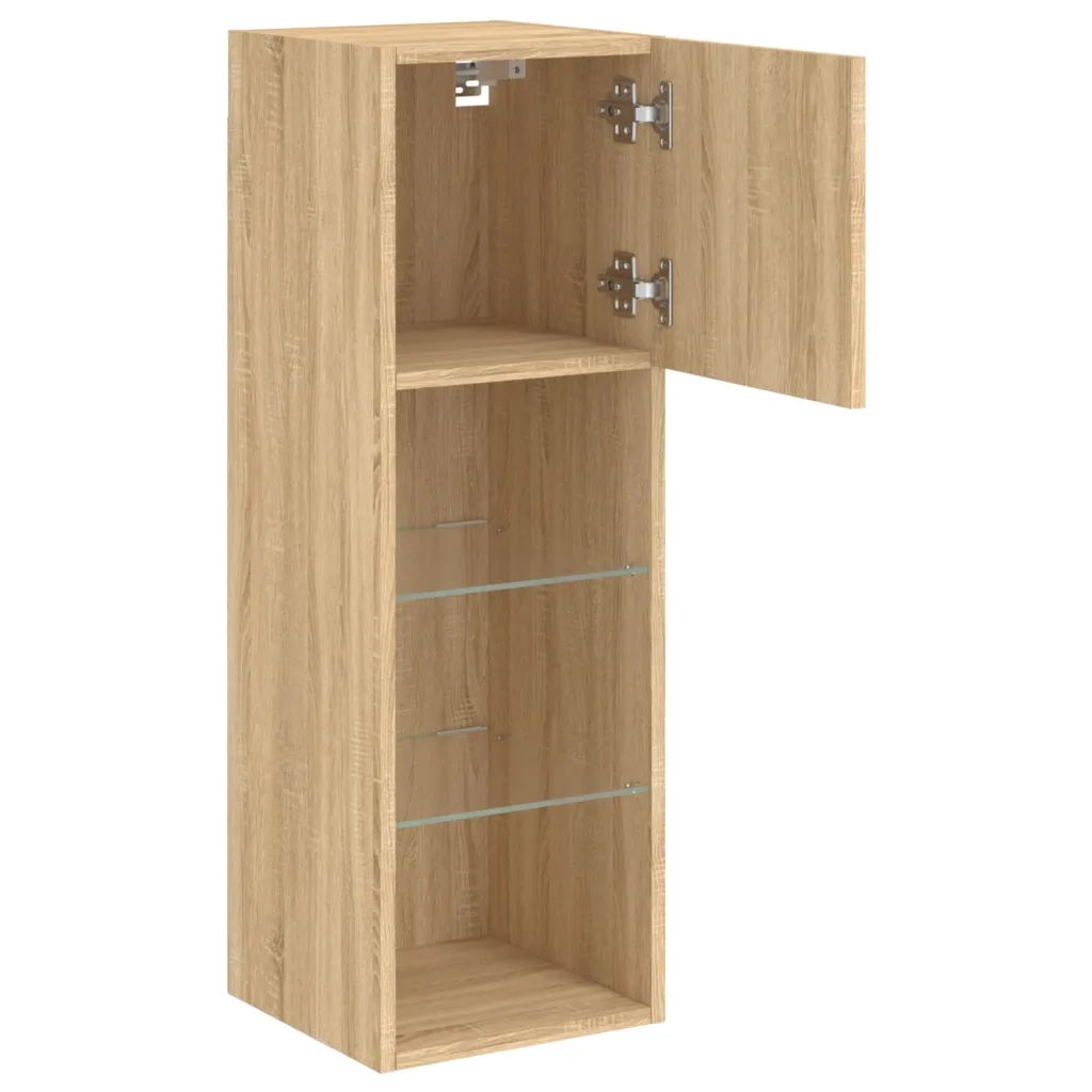 Mobili Porta TV con Luci LED 2 pz | Armadietto TV | Mobile Porta TV Rovere Sonoma 30,5x30x90 cm