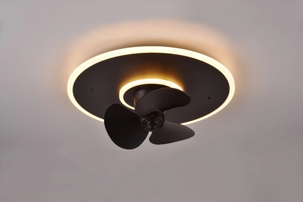NYBRO PLAFONIERA LED  30W 3500lm, 2700 - 6500K NERA CON VENTILATORE CON TELECOMANDO MULTIFUNZIONE D. 50CM DIMMERABILE