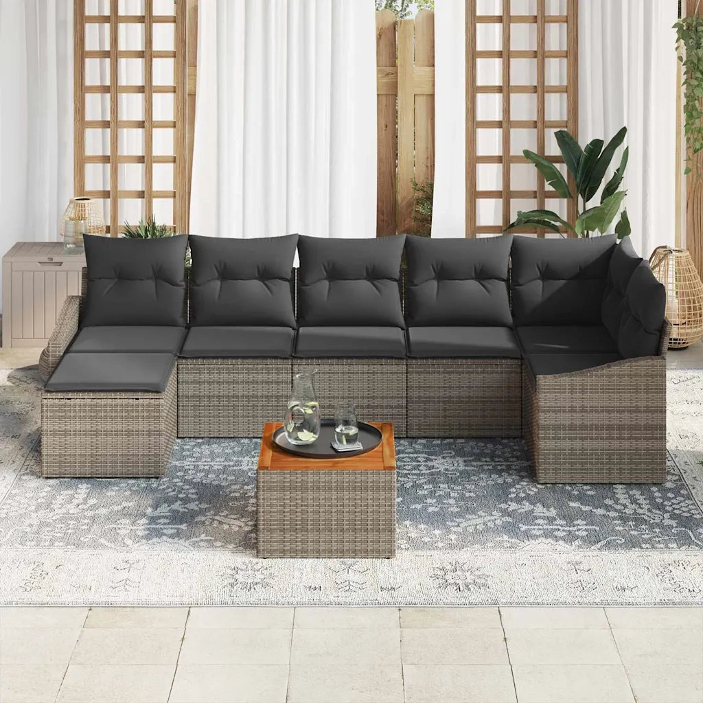 Set Divano da Giardino con cuscino 8 pcs Grigio polyrattan 3347860
