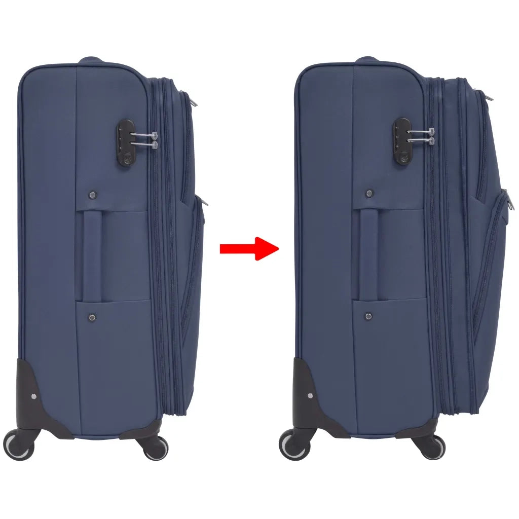 3 pz Set di Valigie Trolley Morbide Blu Marino 91317