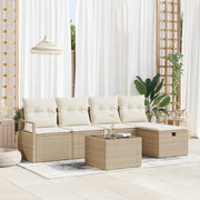 Set di divani con cuscino 6 pcs Beige e Crema polyrattan