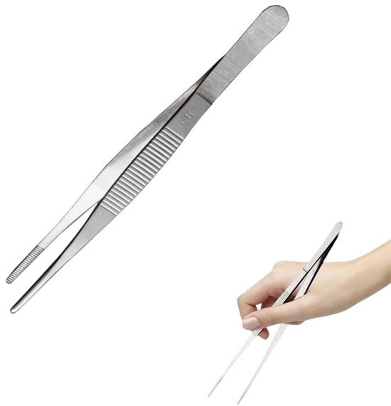 Pincetta da cucina in acciaio inossidabile 14 cm - Leva alimentare - Puntino fine - Precisione garantita - Manico sottile