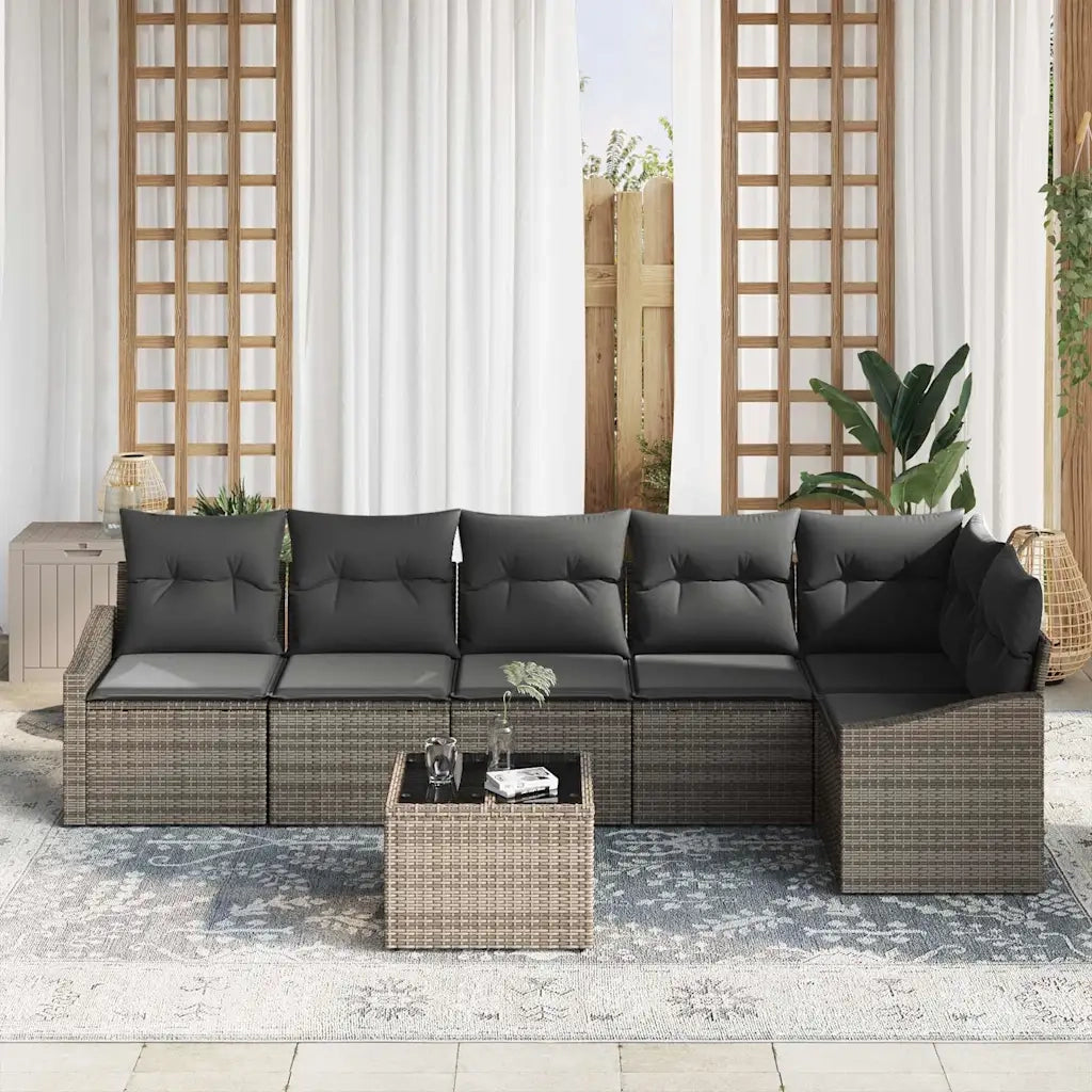Set Divano da Giardino 7 pcs Grigio chiaro polyrattan 3355418