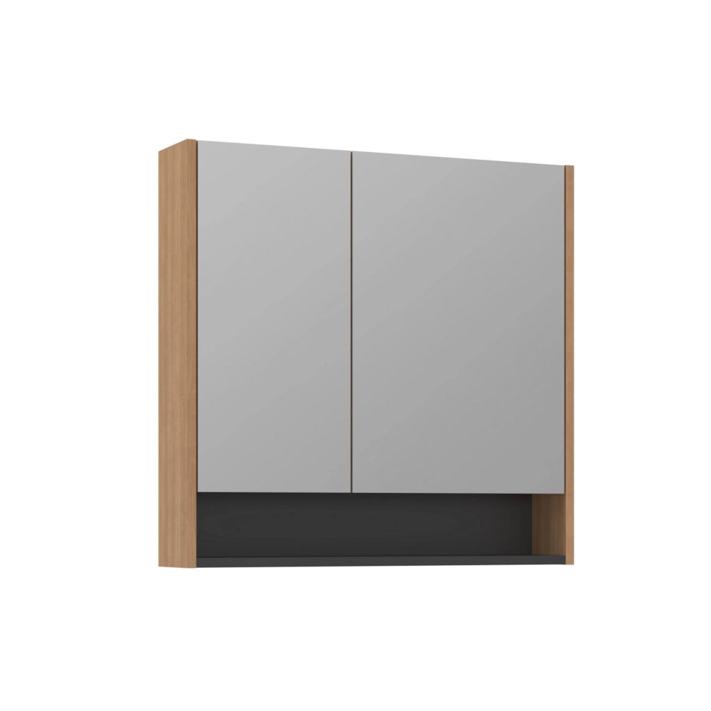 Mobile da bagno con specchio "Ricato 80" - 80 x 16 x 78 cm - Noce