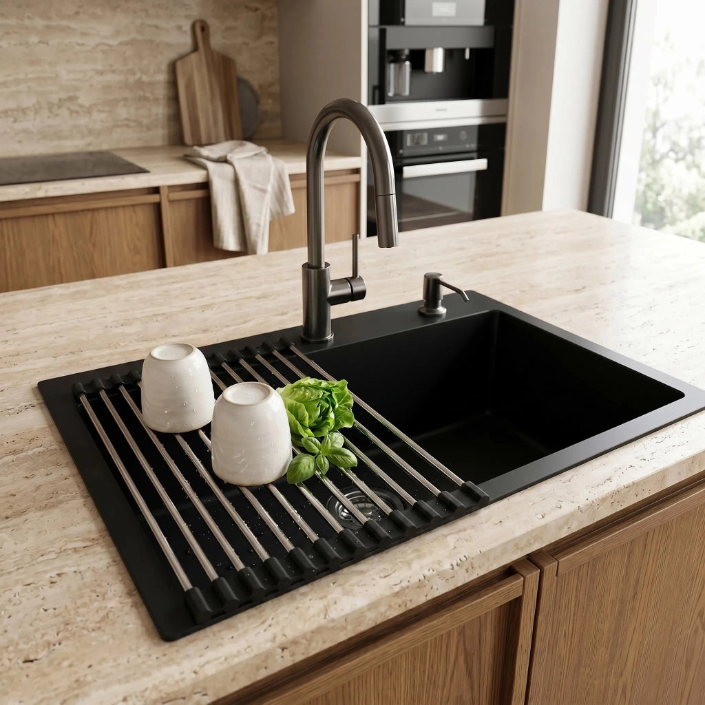 Scolapiatti Arrotolabile Per Lavello Rea P12298 Black