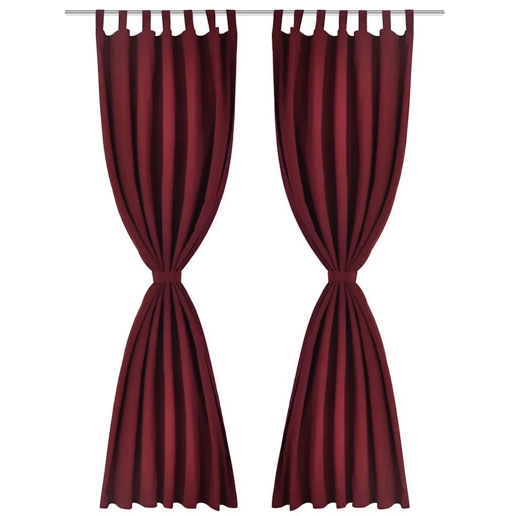 Tende in Micro-Raso Bordò 2 pz con Occhielli 140 x 175 cm 130362