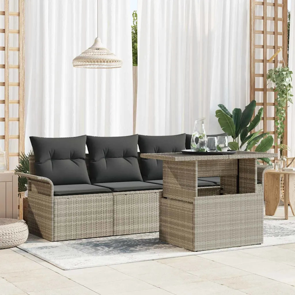 Set Divano da Giardino 5 pcs Grigio chiaro polyrattan 3348188