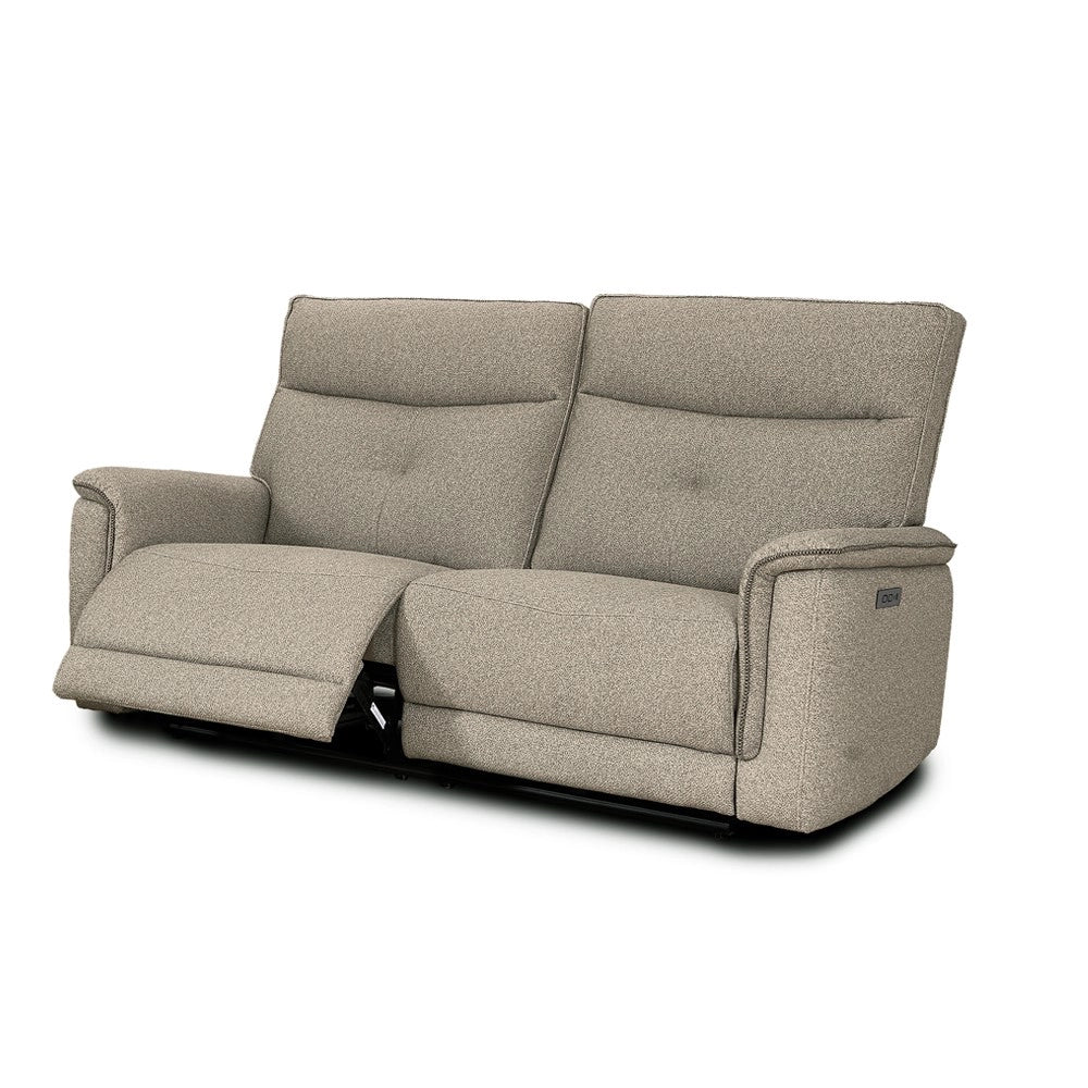 Divano recliner Elysio 3 posti elettrico in tessuto sabbia 198 cm