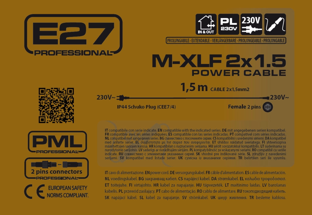 Cavo alimentazione 2x1,5mm2 Schuko 1,5m