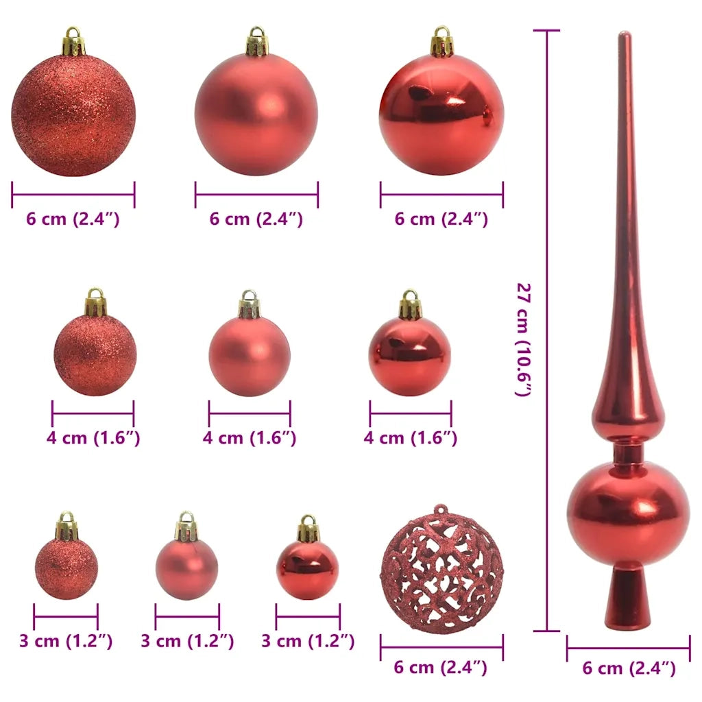 Set di Palle di Natale con 150 LED 61 pcs Rosso Plastica 42018825