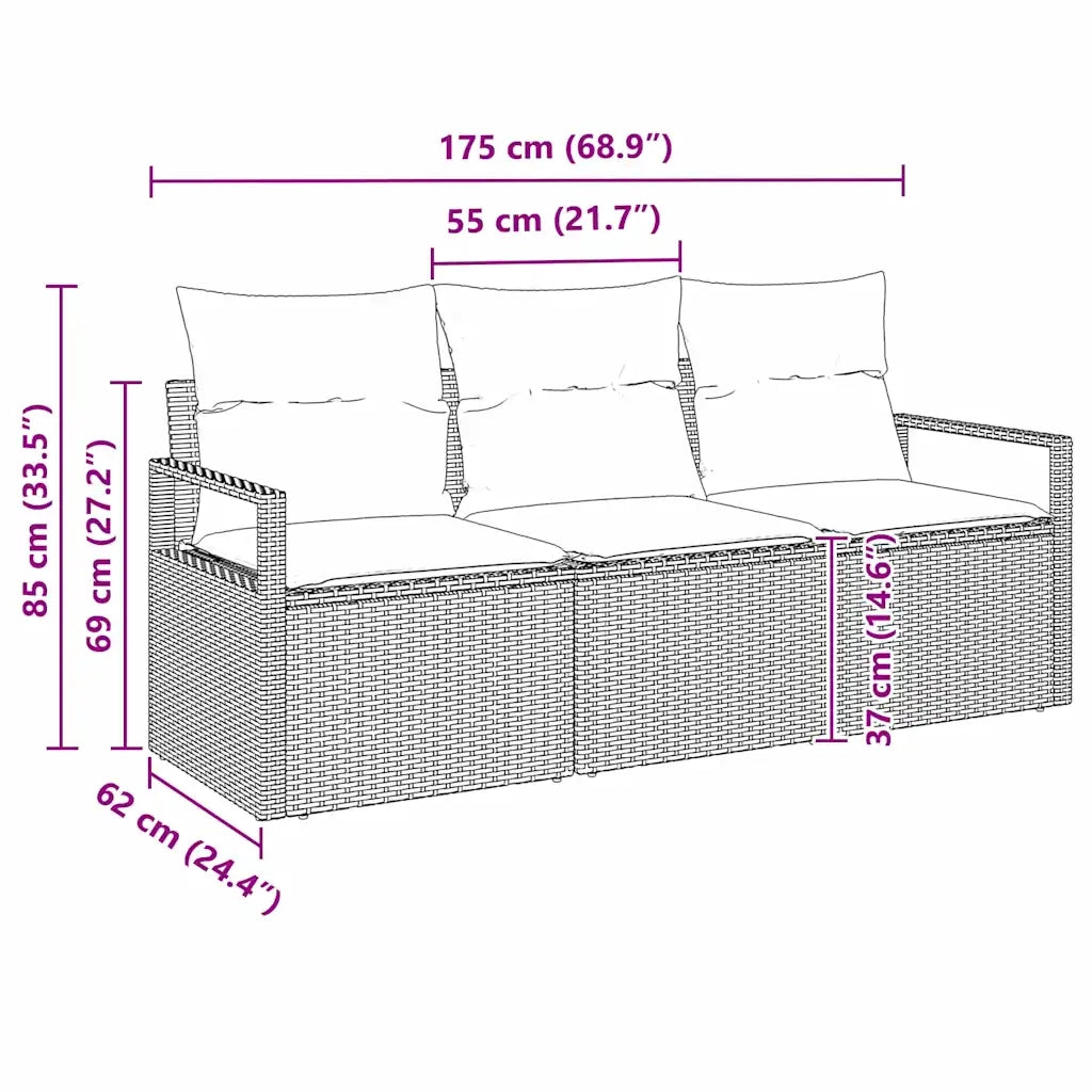 Set di divani 3 pcs Beige polyrattan