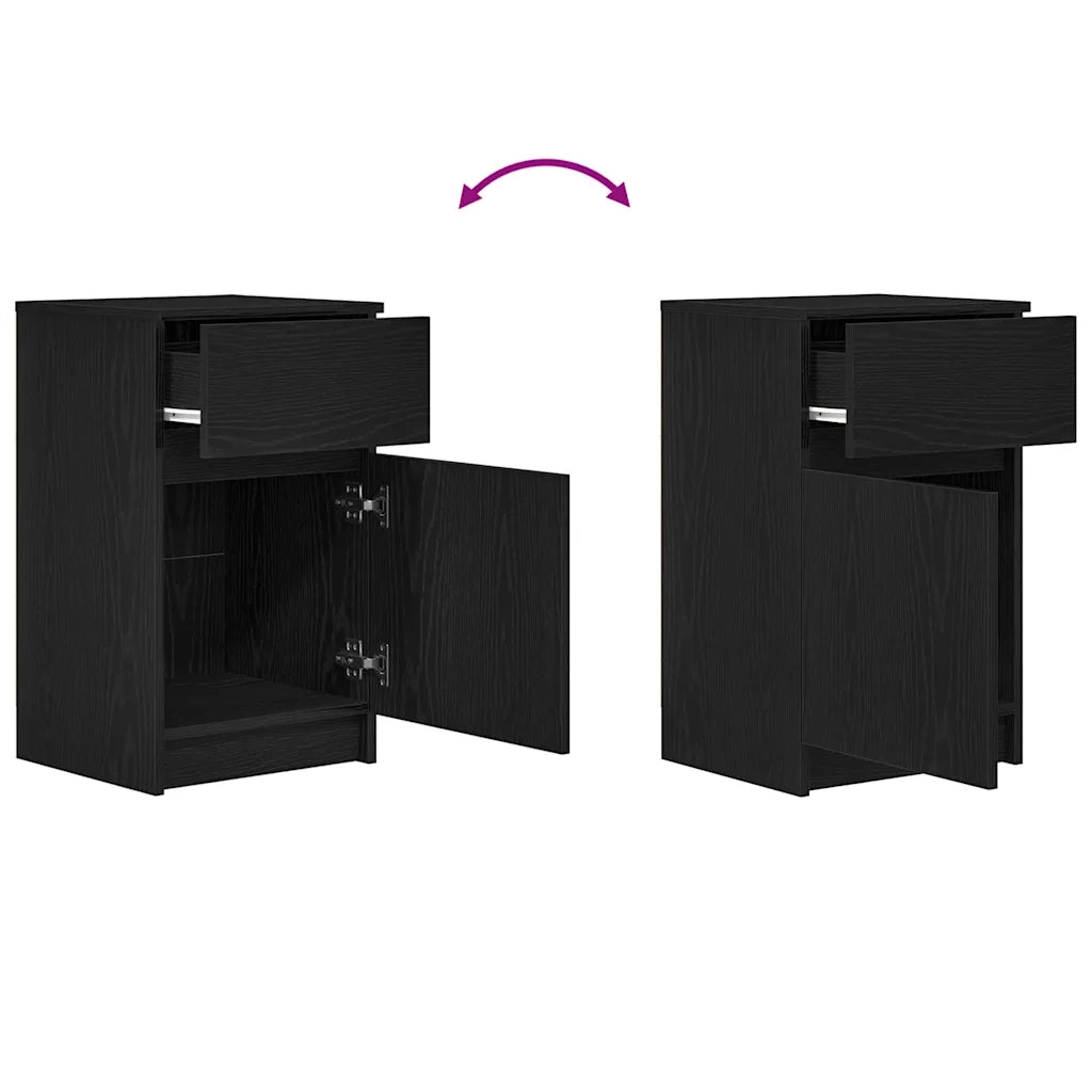 Comodino Nero 39x35x65 cm in Legno Multistrato 861321