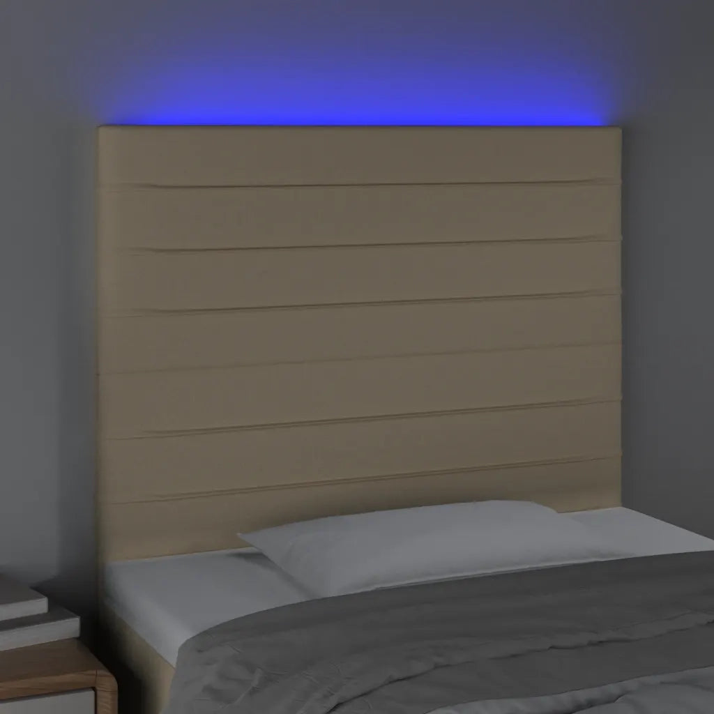 Testiera | Testata a LED Crema 100x5x118/128 cm in Tessuto