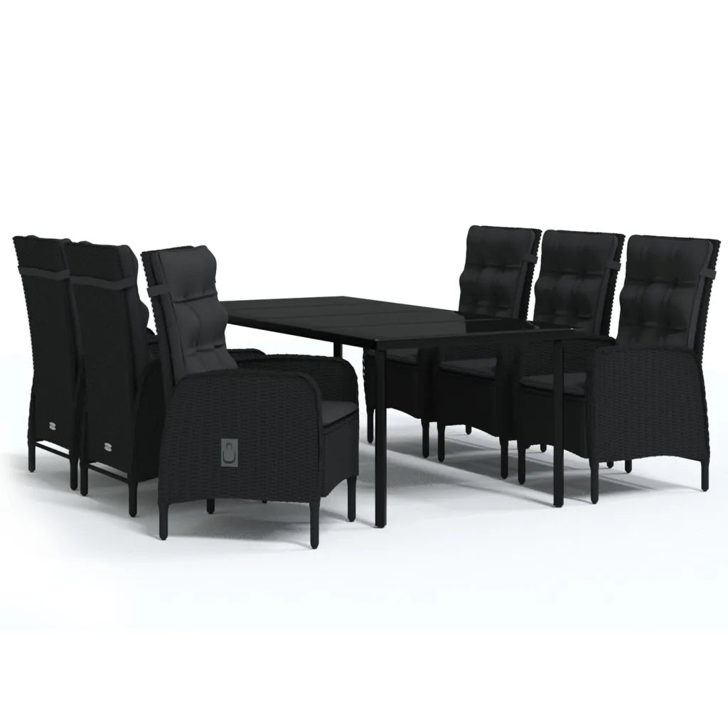 Set da Pranzo da Giardino 7 pz con Cuscini Nero 3099368