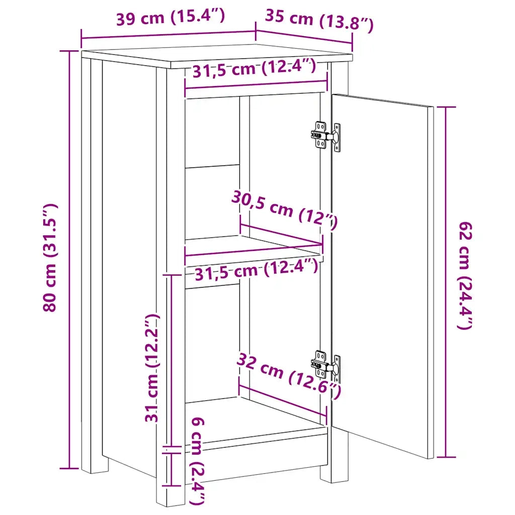 Credenze 2 pz | Madia | Buffet da pranzo | Armadio da pranzo Ambra 39x35x80 cm in Legno Massello di Pino