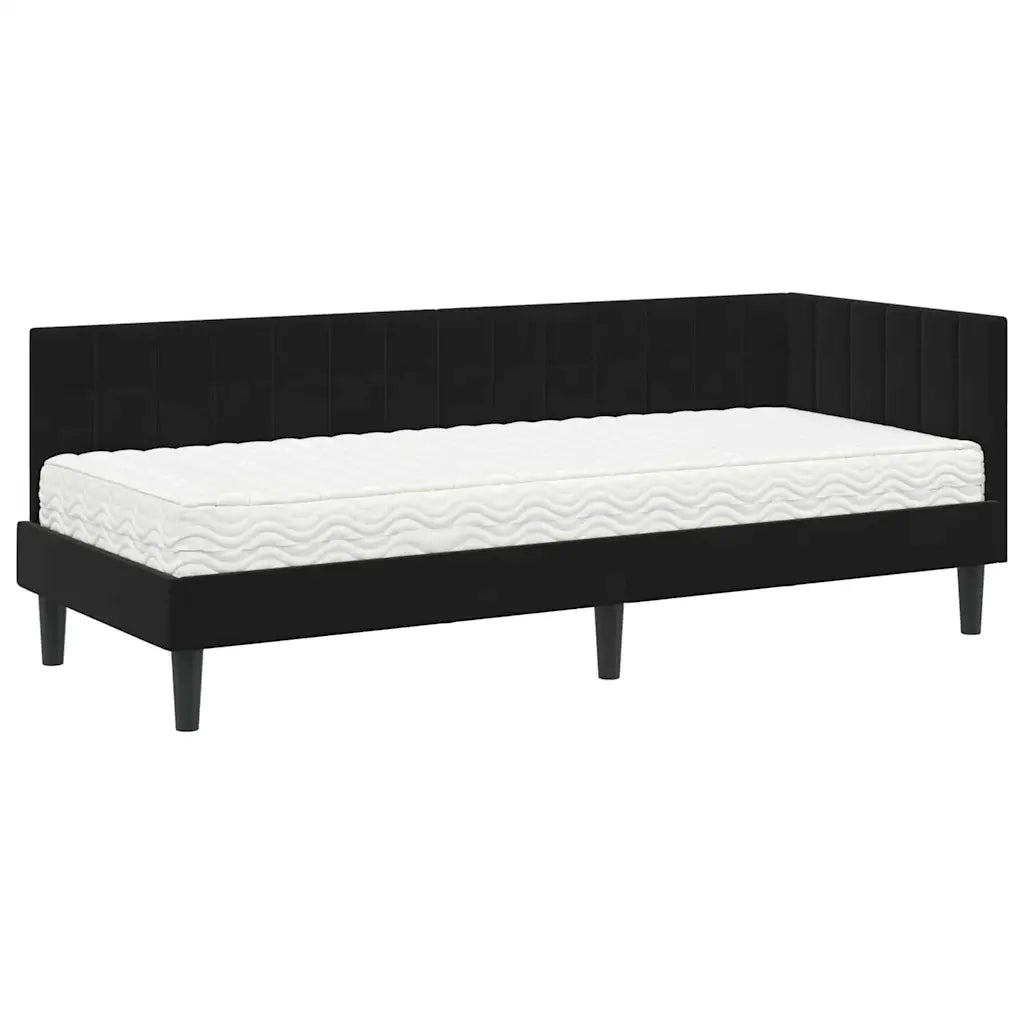 Struttura Letto Angolare con Materasso 2 pcs Nero Velluto
